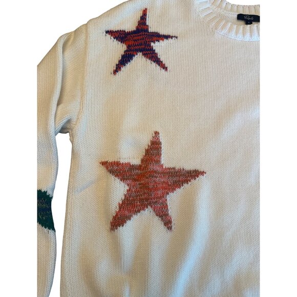 Rails Zoey Ivory Rainbow Stars Sweater L - BCI Cotton Cashmere Blend Modern - Picture 2 of 6